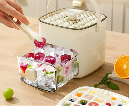Large Capacity Ice Cube Maker Box – 48-Grid Food Grade Plastic with Ice Skimmer, Double-Layer Storage for Homemade Drinks