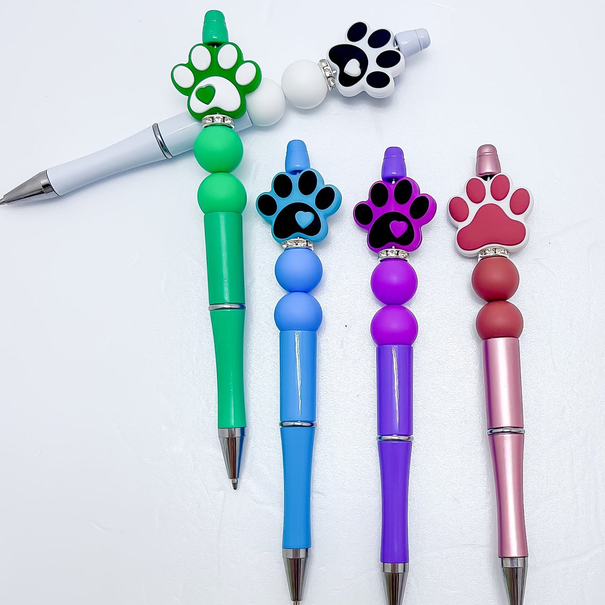 Paw Design Twistable Fine Point Silicone Ballpoint Pen Set - 5pcs Pens Ideal for School, Office, and Prize Gifts
