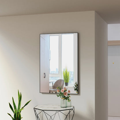 Modern Bathroom Mirror with Storage Rack Rectangular Mirror Bathroom Living Room Bedroom Hanging Mirror (40x30 Inch)