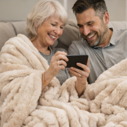 Ultra-Soft Faux Rabbit Fur Sherpa Throw Blanket – Double-Sided Weighted Microfiber Fleece Blanket for Bedroom and Living Room