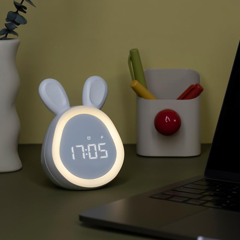 Rabbit Digital Alarm Clock – LED Night Light & Intelligent Wake-Up for Kids