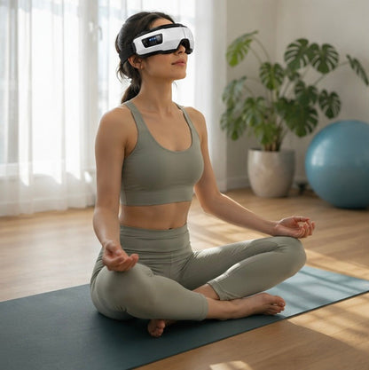 Air Pressure Heated Smart Eye Massager - 4D Eye Care Device with Bluetooth Music, Relaxation Tool for Eye Fatigue Dark Circles Relief