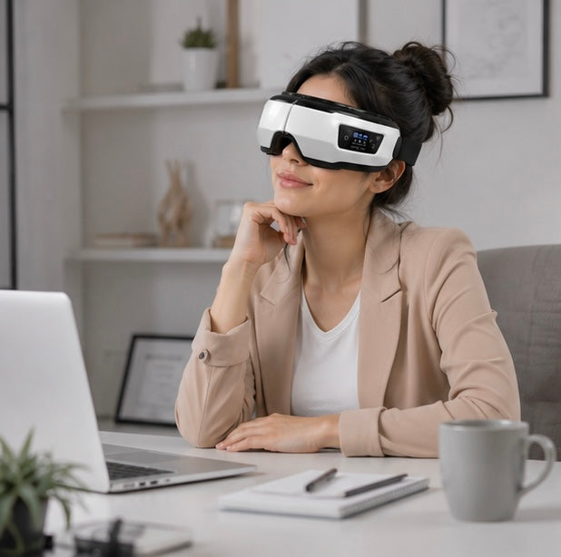 Air Pressure Heated Smart Eye Massager - 4D Eye Care Device with Bluetooth Music, Relaxation Tool for Eye Fatigue Dark Circles Relief