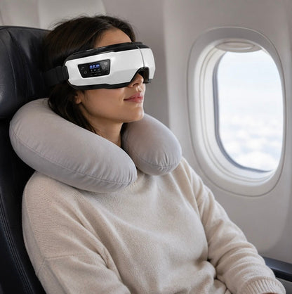 Air Pressure Heated Smart Eye Massager - 4D Eye Care Device with Bluetooth Music, Relaxation Tool for Eye Fatigue Dark Circles Relief
