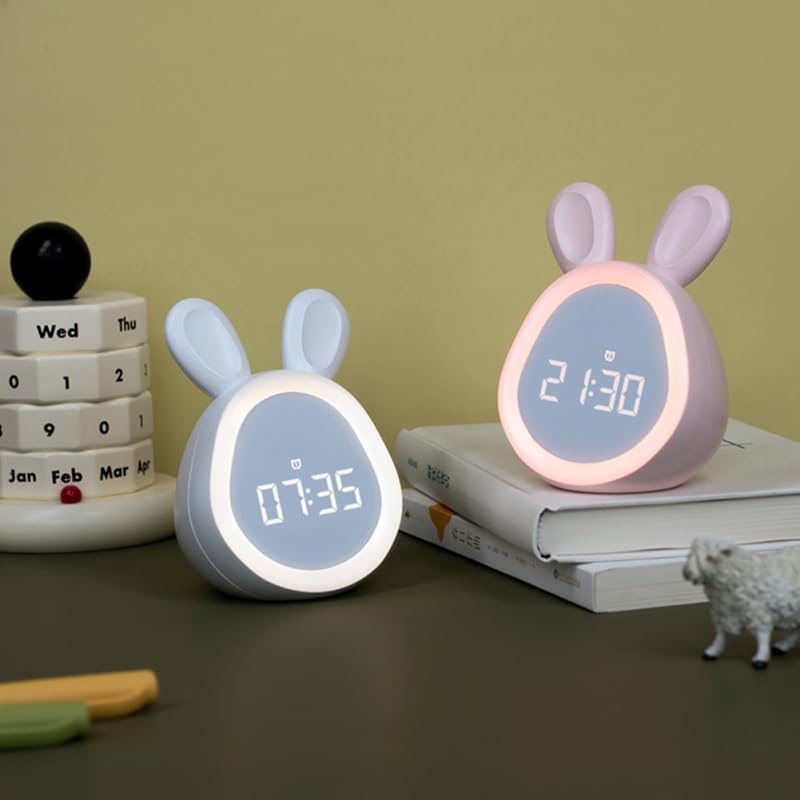 Rabbit Digital Alarm Clock – LED Night Light & Intelligent Wake-Up for Kids