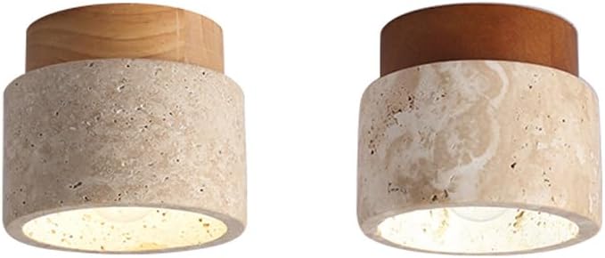 Yellow Marble Ceiling Light – Elegant Travertine Lamp for Corridor, Balcony, Restaurant, Hotel, or Entranceway Décor Accent