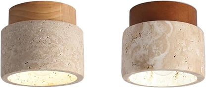 Yellow Marble Ceiling Light – Elegant Travertine Lamp for Corridor, Balcony, Restaurant, Hotel, or Entranceway Décor Accent