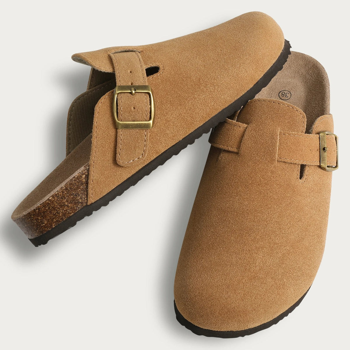 Comwarm Arch Support Suede Mules – Unisex Cork Sole Clogs for Home, Beach, Outdoor Comfort & Stylish Everyday Footwear
