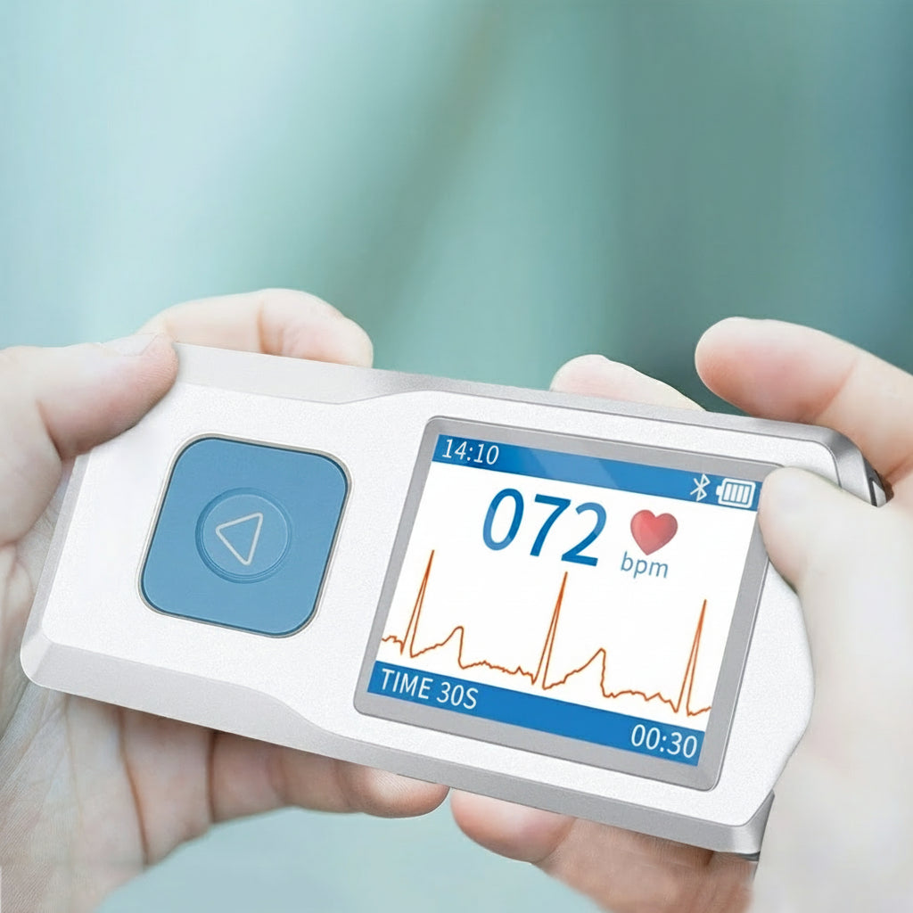 Portable ECG Heart Rate Monitor – LCD Screen EKG Recorder with Built-In Storage, Standalone Health Device for Home, Office & Travel Use