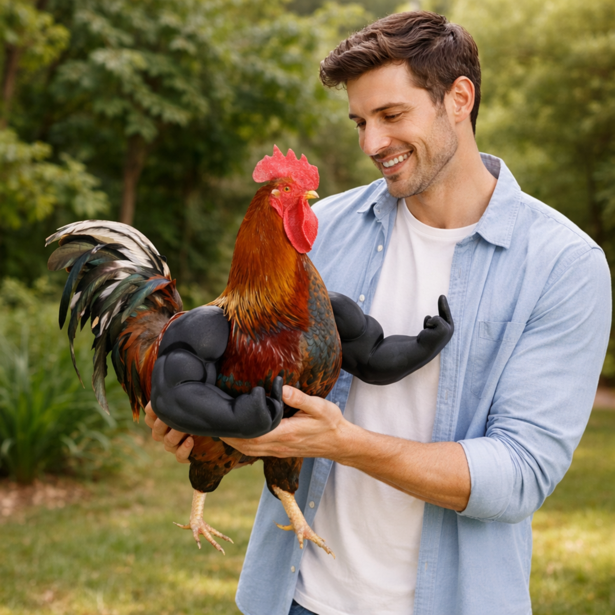 Funny Fighting Chicken Arms Toy – Artificial Muscle Arms Costume Accessory for Pigeon Hen Novelty Farmyard Entertainment Prop.