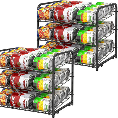 Adjustable Large Metal Can Rack Organizer – Multi-Tier Pantry Shelf for 84 Cans, Space-Saving Kitchen Cabinet Storage with Custom Dividers
