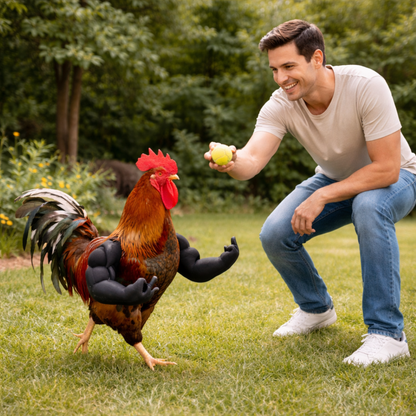 Funny Fighting Chicken Arms Toy – Artificial Muscle Arms Costume Accessory for Pigeon Hen Novelty Farmyard Entertainment Prop.