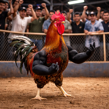 Funny Fighting Chicken Arms Toy – Artificial Muscle Arms Costume Accessory for Pigeon Hen Novelty Farmyard Entertainment Prop.