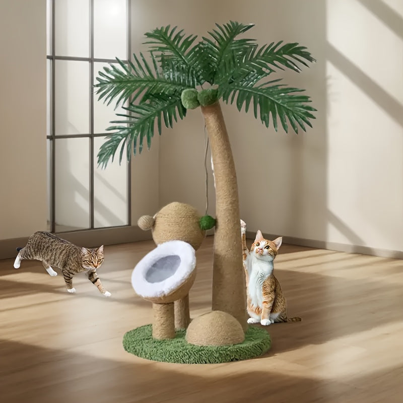 Tropical Rainforest Coconut Tree Cat Scratching Post Set – 3pcs Sisal Rope Towers for Climbing, Scratching & Interactive Feline Exercise