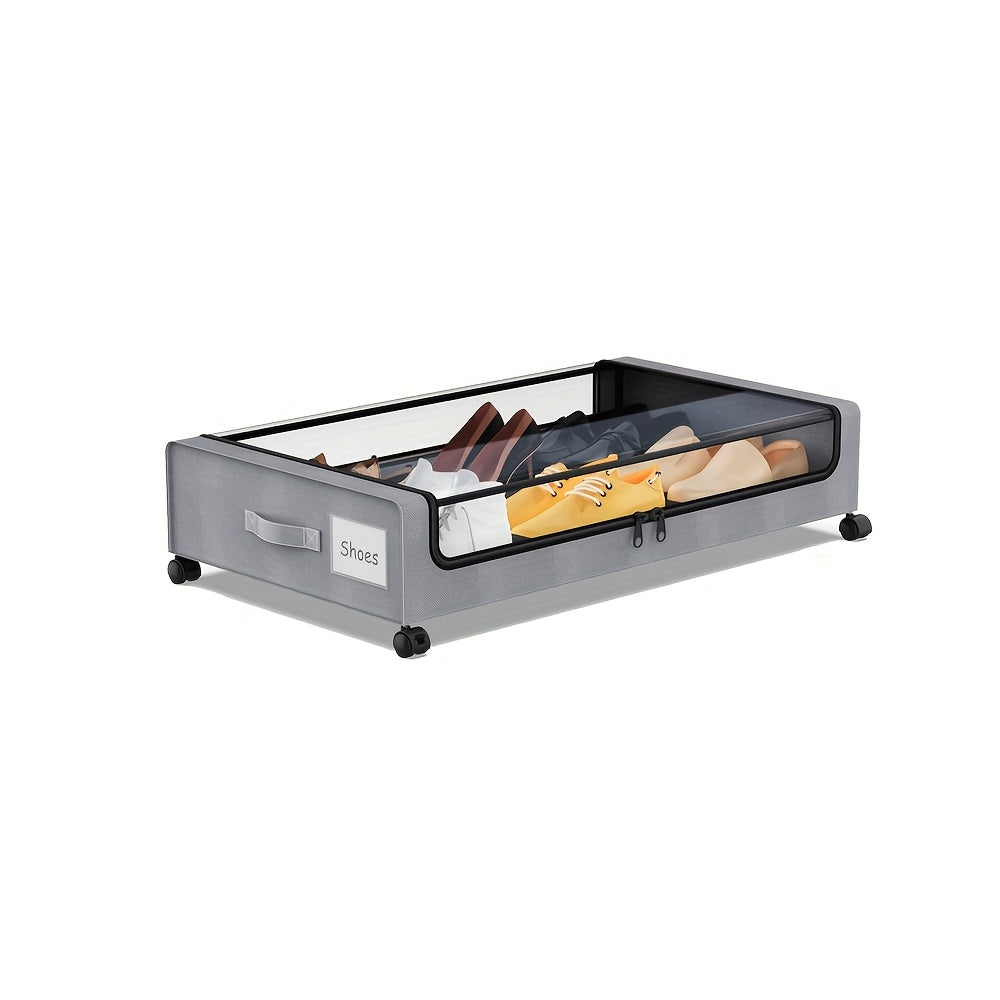 Underbed Storage Lockers with Wheels – Rolling Plastic Bins with Lids for Shoes and Clothes, Space-Saving Organizers for Dorms and Bedrooms