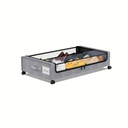 Underbed Storage Lockers with Wheels – Rolling Plastic Bins with Lids for Shoes and Clothes, Space-Saving Organizers for Dorms and Bedrooms