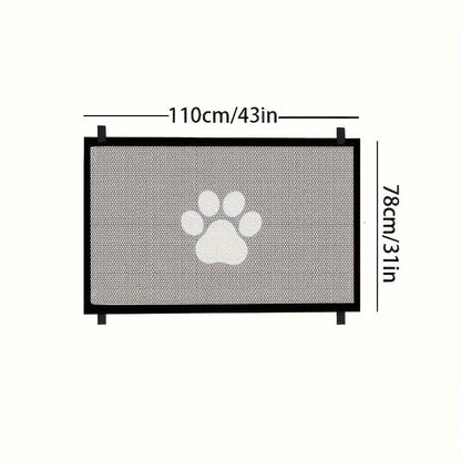 Portable Folding Pet Safety Gate – Durable Mesh Barrier for Dogs and Puppies, Easy Installation, Compact Storage, and Space-Saving Design