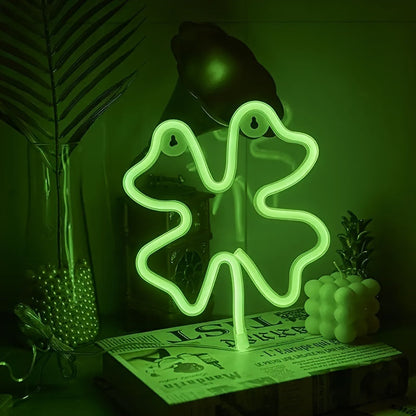 St. Patrick’s Day Green Neon Sign – USB/Battery Wall Light Clover Decor for Holiday Gifting, Parties, Offices & Bedrooms