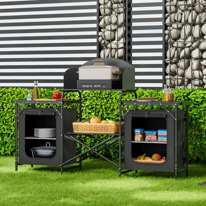 Portable Camping Cook Table - Folding, Compact, Windproof, with Storage & Organizer, Ideal for Outdoor Adventures