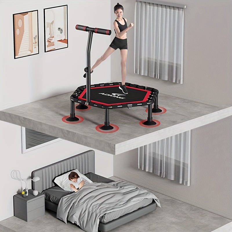 Foldable 50-Inch Hexagon Trampoline – Indoor Fitness Fun for Kids and Adults, Space-Saving Exercise Equipment for Cardio at Home