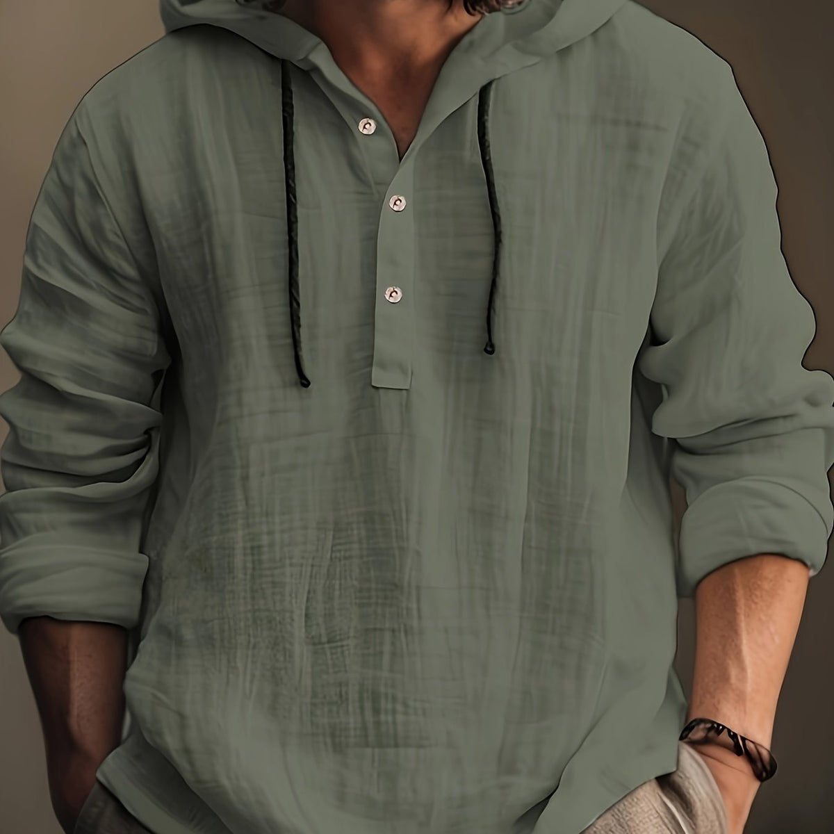 Men’s Cotton Hooded Shirt – Long Sleeve Casual Sweatshirt Top for Comfortable Spring and Autumn Daily Wear