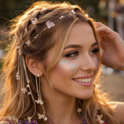Faux Pearl Butterfly Tassel Headband – Elegant Non-Slip Alloy Hair Accessory for Women with Long Decorative Tassels