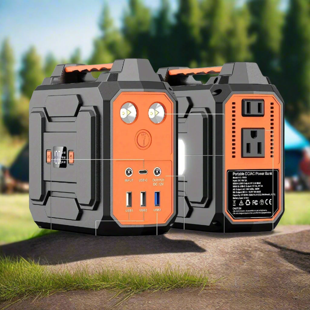 High-Capacity Portable Power Station – 39600mAh 146Wh Solar Generator with Dual AC Outlets, USB-C, LED for Outdoor & Emergency Use