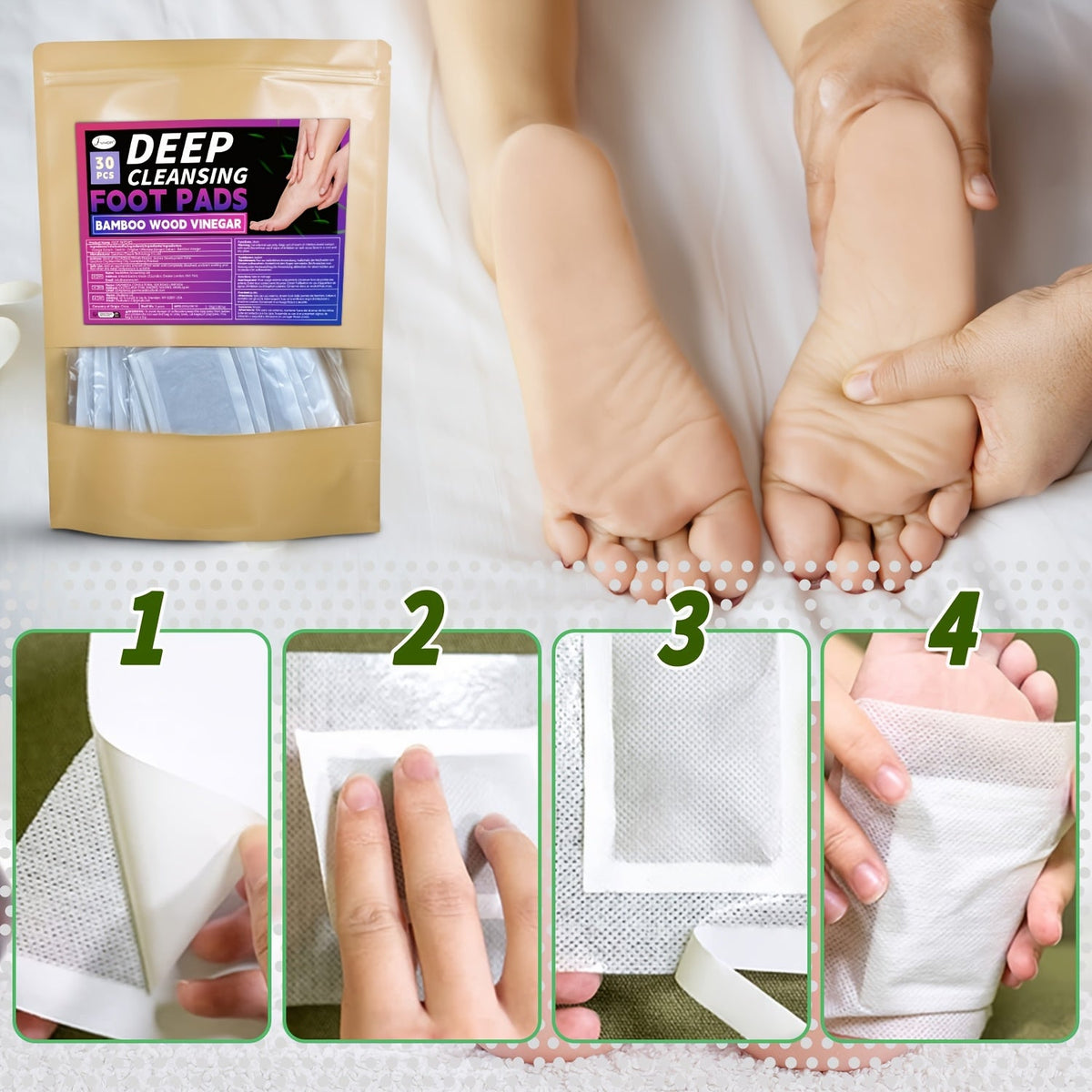 Natural Foot Cleansing Detox Pads – Easy Overnight Detox and Soothing Foot Therapy to Cleanse, Relax, and Restore Body Balance Naturally