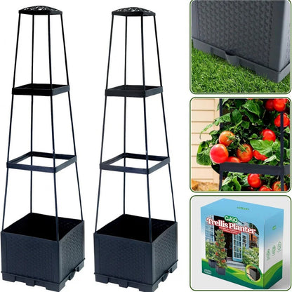 Self-Watering Raised Garden Bed Planter – Trellis & Wheels for Tomatoes, Climbing Vegetables & Indoor/Outdoor Gardening Made Easy