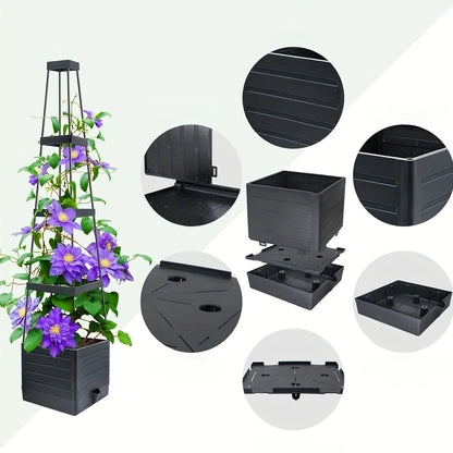 Self-Watering Raised Garden Bed Planter – Trellis & Wheels for Tomatoes, Climbing Vegetables & Indoor/Outdoor Gardening Made Easy