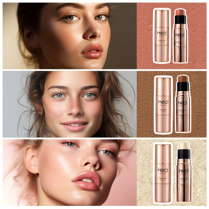 Contour & Highlight Stick Set –3-in-1 Blush Creamy Multi-Color Makeup Kit for Cheeks, Nose & Glow-On-the-Go Beauty