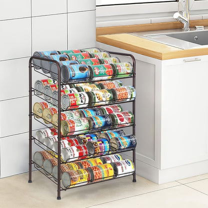 Adjustable Large Metal Can Rack Organizer – Multi-Tier Pantry Shelf for 84 Cans, Space-Saving Kitchen Cabinet Storage with Custom Dividers