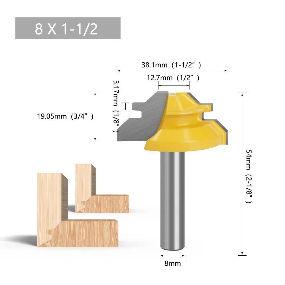 Lock Miter Router Bit - 45° Carbide Alloy Milling Cutter