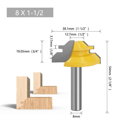Lock Miter Router Bit - 45° Carbide Alloy Milling Cutter