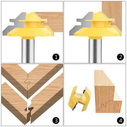 Lock Miter Router Bit - 45° Carbide Alloy Milling Cutter