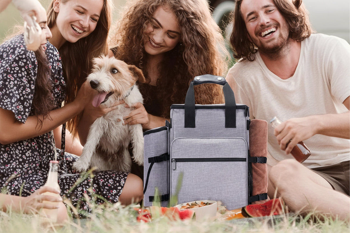 Large Dog Travel Bag Set – Pet Weekend Luggage with Food Container, Collapsible Bowls & Organizer Pockets for Camping, Trips & Overnight Adventures
