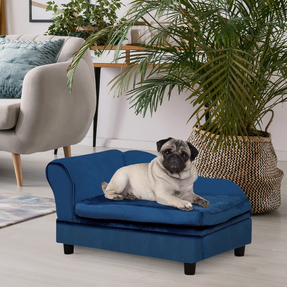 PawHut Luxury Fancy Small Dog Sofa Bed – Soft 2” Foam Pet Couch with Hidden Storage, Modern Furniture for Puppies & Toy Breeds