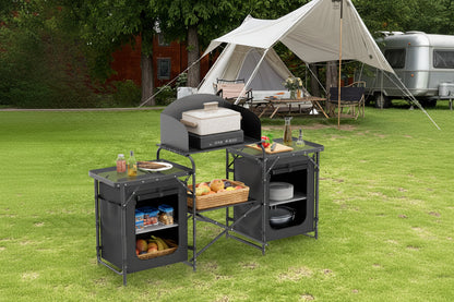 Portable Camping Cook Table - Folding, Compact, Windproof, with Storage & Organizer, Ideal for Outdoor Adventures