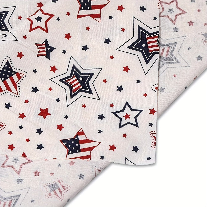 Patriotic Cotton Quilting Fabric Bundle 7pcs – Pre-Cut 19.6” Stars & Stripes Squares for Sewing, Patchwork Crafts & DIY 4th of July Decorations
