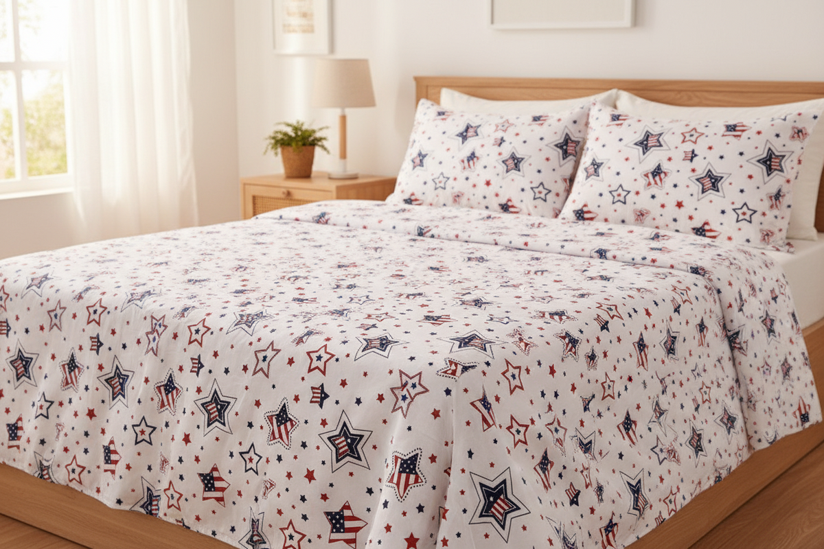 Patriotic Cotton Quilting Fabric Bundle 7pcs – Pre-Cut 19.6” Stars & Stripes Squares for Sewing, Patchwork Crafts & DIY 4th of July Decorations