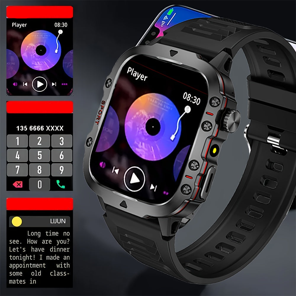 Men’s Outdoor Smart Watch – HD Touchscreen Sports Smartwatch with Wireless Calling, Multi-Sport Modes, USB Charging for Android and iPhone