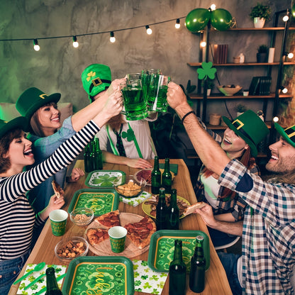 St. Patrick’s Day Shamrock Tableware Set – 350-Piece Serve 50 Guests with Lucky Green Plates, Cups, Napkins & Cutlery