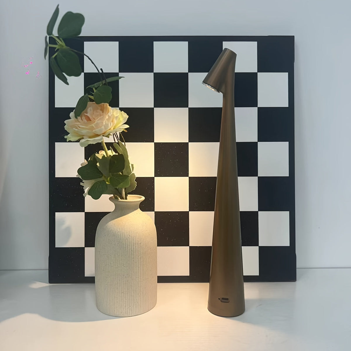 Minimalist Pagoda Table Lamp – Creative Bedside Touch Night Light with Art-Inspired Luxury Design for Bedroom and Living Room Decor