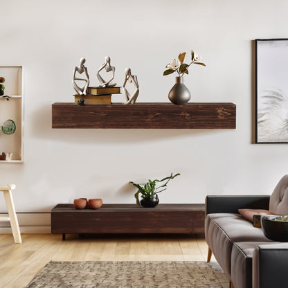 Rustic Wood Fireplace Mantel, Wall-Mounted & Floating Shelf for Home Decor (48")