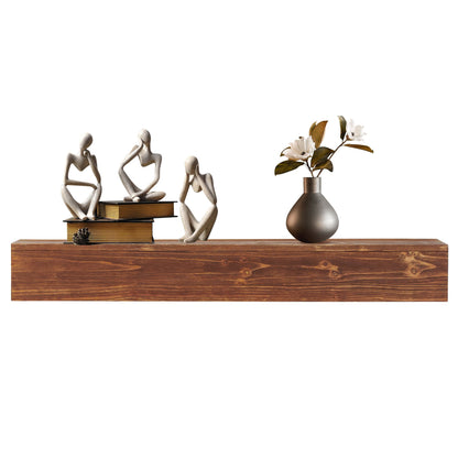 Rustic Wood Fireplace Mantel, Wall-Mounted & Floating Shelf for Home Decor (48")