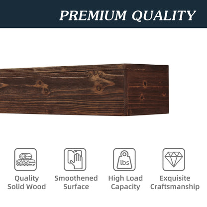 Rustic Wood Fireplace Mantel, Wall-Mounted & Floating Shelf for Home Decor (48")