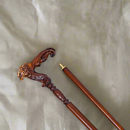 Hand-Carved Solid Wood Eagle Head Walking Cane – Elegant, Decorative Support Stick for Mobility, Style, and Collector’s Pride