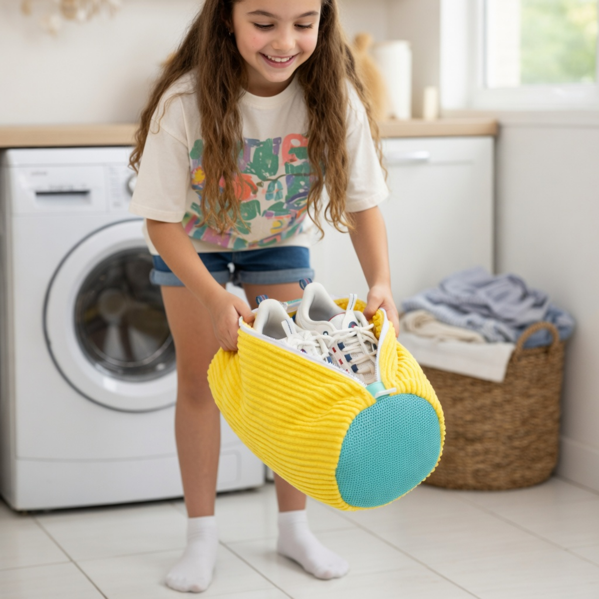 Shoe Washing Laundry Bag with Zipper – Padded Mesh Sneaker and Hat Cleaning Protector Washer Cage