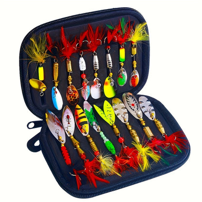 Metal Spoon Spinner Bait Kit – 16pcs Durable Fishing Lures with Storage Box Perfect for Pike, Bass, and Outdoor Fishing Adventures