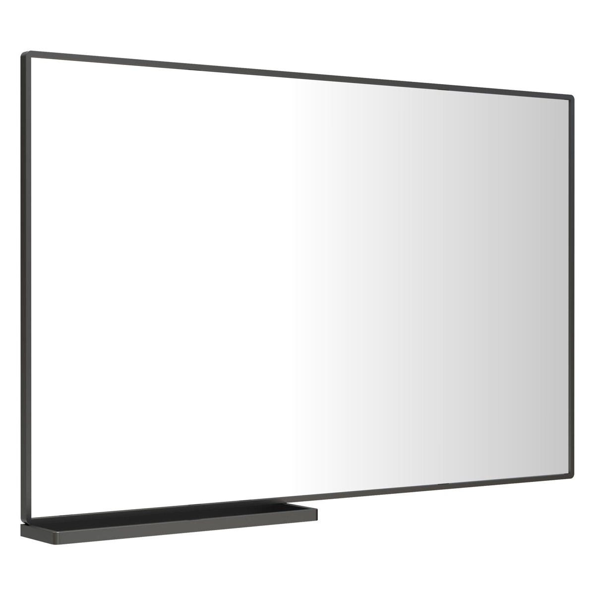 Modern Bathroom Mirror with Storage Rack, Rectangular Black Wall Mirror for Hanging In Bathroom or Living Room (48x30 Inch)